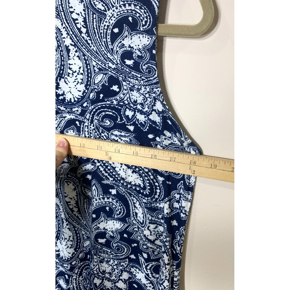 Simply Noelle Swing Dress S/M 8-10 Blu Paisley Sleeveless Trapeze Jersey Knit - Picture 2 of 7